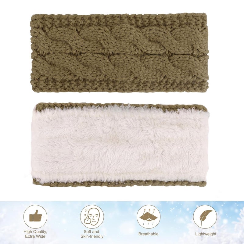 Cavetee Winter Headbands for Women, 4 Pieces Ear Muffs Crochet Soft Lined Elastic Ear Warmers for Women Christmas Gift - Image 4